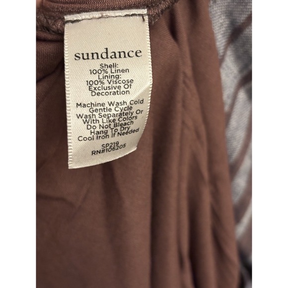 Sundance Women's Linen‎ Belted Gray Brown Striped  Allende Dress Size 16 $168 - Picture 4 of 6